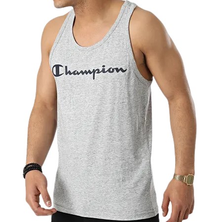 Champion Legacy Cotton Contrast Scrip Logo Tank Top Grey