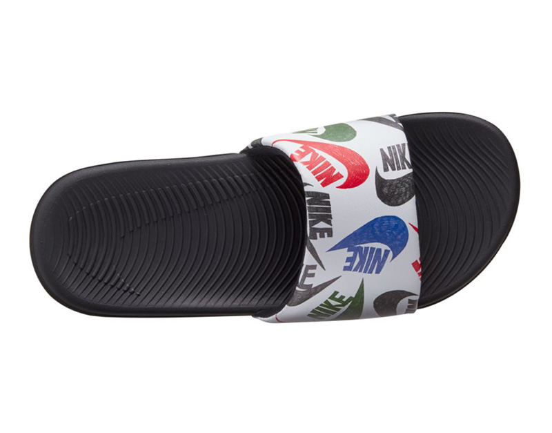 nike kawa slide black and white