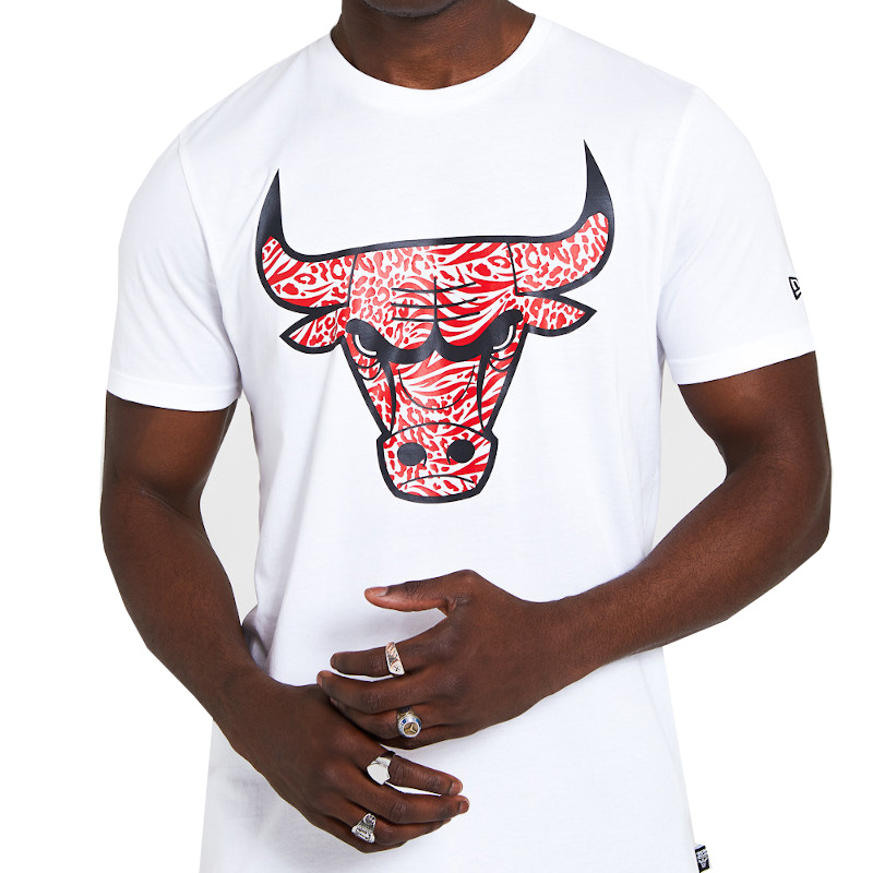 New Era Nba Chicago Bulls Infill Logo T Shirt White 