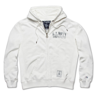 Champion Moletom FZ Varsity Athletic U.S.A Navy (branco)