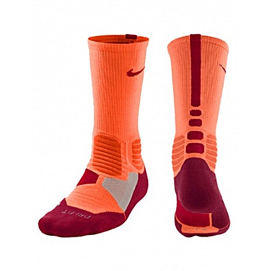 Calcetines Nike Hyper Elite Basket Crew (856/naranjafluor/burdeos)