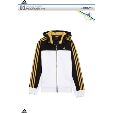 Adidas Sudadera Essentials 3S FZ Hood (blanco/negro/oro)