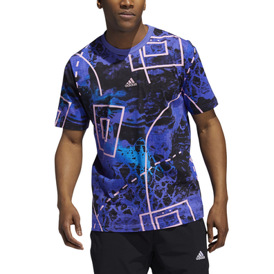 Adidas Basketball Throwback Sublim Allover Print Tee "Bright Blue"