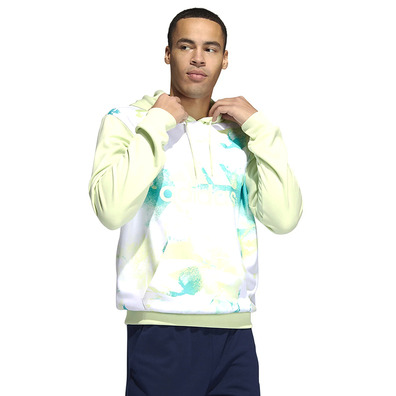 Adidas Basket Allover Print Hoodie "Lime"