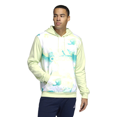 Adidas Basket Allover Print Hoodie "Lime"