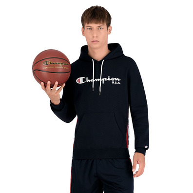 Champion Basketball USA Script Logo Tape Fleece Hoodie "Navy"