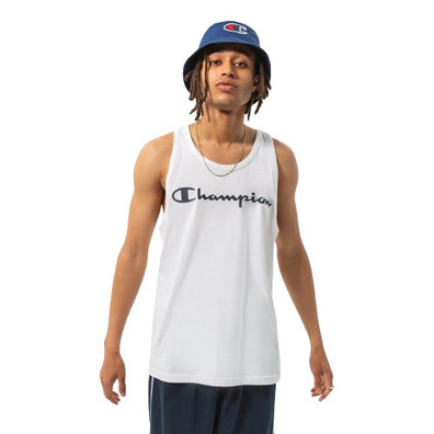 Champion Legacy Contrast Scrip Logo Tank Top "White"