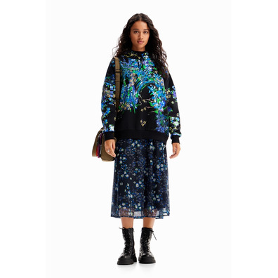 Desigual Oversize Floral Hoodie "Royal"