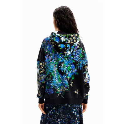 Desigual Oversize Floral Hoodie "Royal"