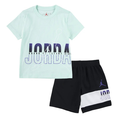 Jordan Kids JDB Jumpman Wrap Logo Tee and Short Set "Black-Light Dew"