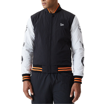 NBA Logo East/West Coast Varsity Jacket "Black-White-Orange"