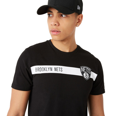 New Era Brooklyn Nets Team Logo Stripe Tee "Black"