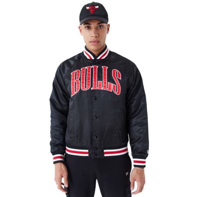 New Era NBA Chicago Bulls Applique Satin Bomber Jacket