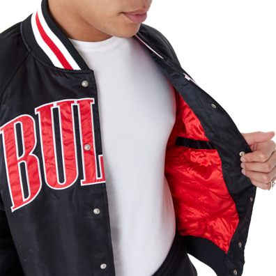 New Era NBA Chicago Bulls Applique Satin Bomber Jacket