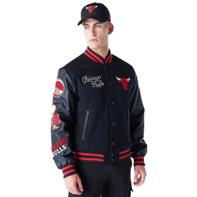 New Era NBA Chicago Bulls Patch Varsity Jacket "Black "