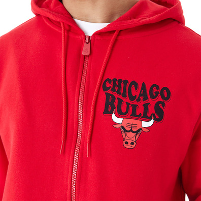 New Era NBA Chicago Bulls Script Red Full Zip Hoodie