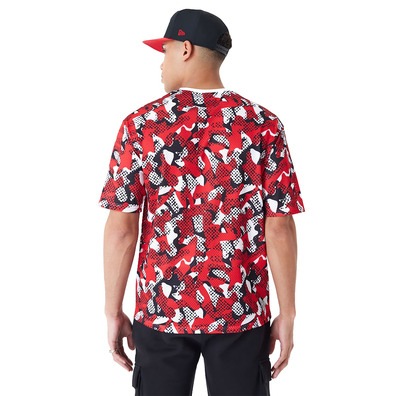 New Era NBA Chicago Bulls Team All Over Print Mesh Oversized T-Shirt "Red"