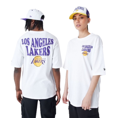 New Era NBA LA Lakers Script White Oversized T-Shirt