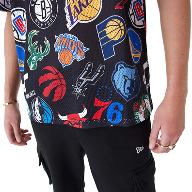 New Era NBA Logo Team All Over Print Mesh Oversized T-Shirt