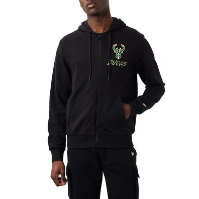 New Era NBA Milwaukee Bucks Script Logo FZ Hoodie "Black"