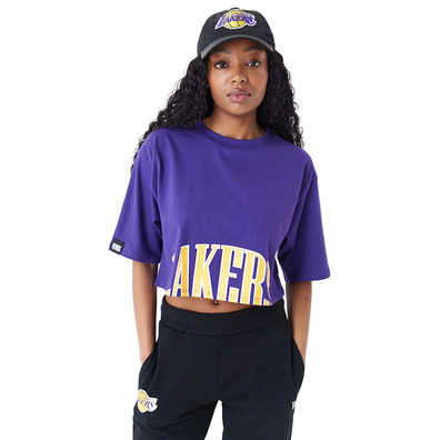 New Era NBA Team LA Lakers Womens Wordmark Crop T-Shirt