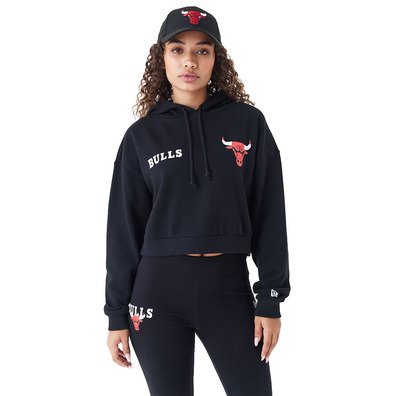 New Era NBA Womens Chicago Bulls Team Logo Crop Pullover Hoodie