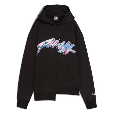 Puma Womans Basketaball Cherry on Top Graphic Oversized Hoodie "Black"