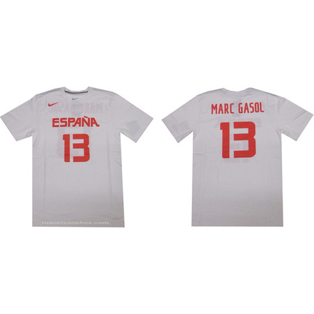 Nike Logo Spain Replica Jersey Marc Gasol #13# (102/white)