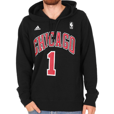 Adidas Sudadera NBA Game Time Player Bulls Rose Nº 1 negro/rojo)