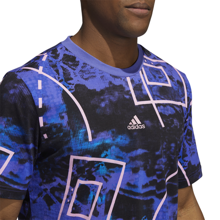 Adidas Basketball Throwback Sublim Allover Print Tee "Bright Blue"