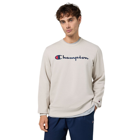 Champion Embroidered Big Logo Crewneck Sweatshirt "Beige"