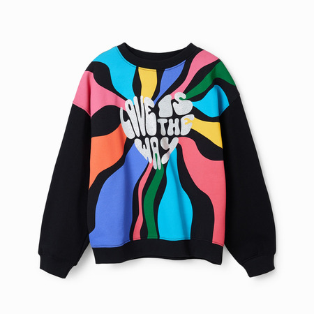 Desigual Girls Multicolour Message Sweatshirt "Black"