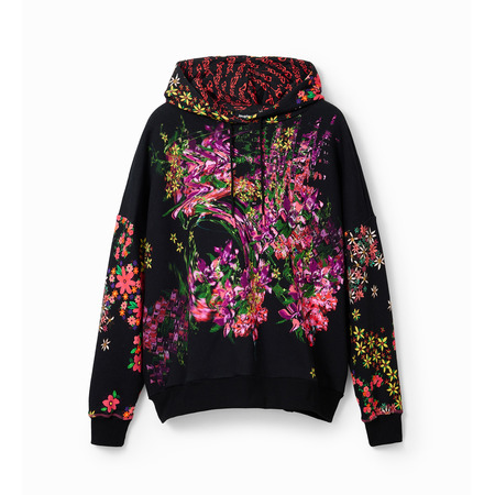 Desigual Oversize Floral Hoodie "Black"