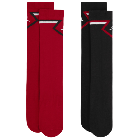 Jordan Kids Diamond High Crew Socks (2 Pairs) "Gym Red-Black"