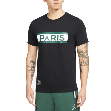 Jordan Paris Saint-Germain Wordmark T-Shirt "Black-Noble Green"