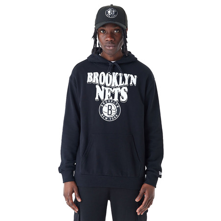 New Era NBA Brooklyn Nets Script Oversized Pullover Hoodie "Black"