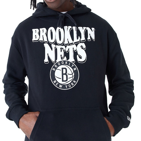 New Era NBA Brooklyn Nets Script Oversized Pullover Hoodie "Black"