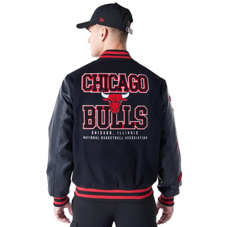 New Era NBA Chicago Bulls Patch Varsity Jacket "Black "