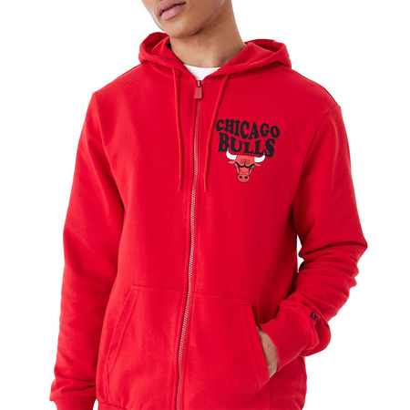 New Era NBA Chicago Bulls Script Red Full Zip Hoodie