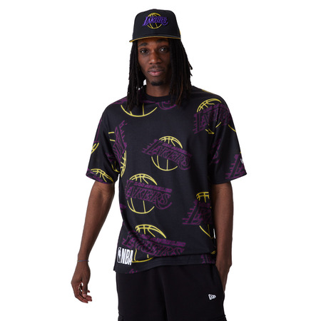 New Era NBA L.A Lakers AOP Logo Neon Tee