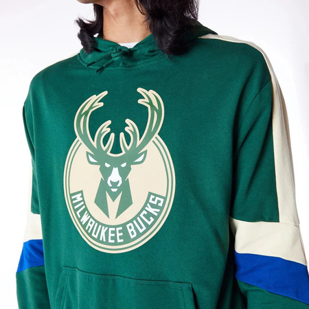 New Era NBA Milwaukee Bucks Colour Block Pullover Hoodie "Dark Green "