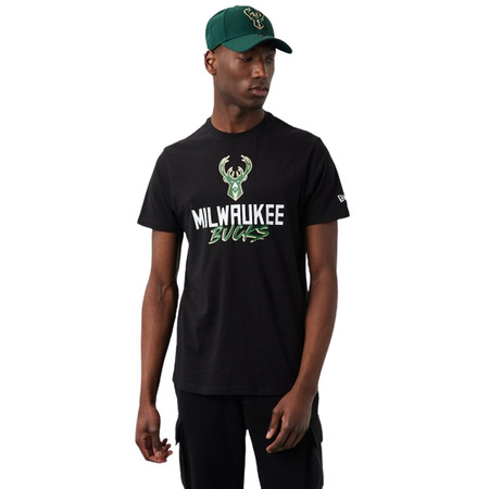 New Era NBA Milwaukee Bucks Script Logo Tee "Black"