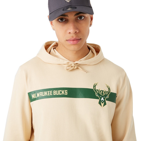 New Era NBA Milwaukee Bucks Team Logo Stripe Po Hoodie "Maize"