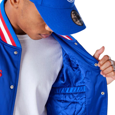 New Era NBA Philadelphia 76ers Satin Bomber Jacket "Blue"