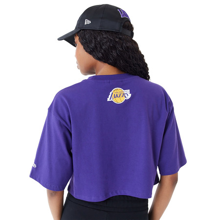 New Era NBA Team LA Lakers Womens Wordmark Crop T-Shirt