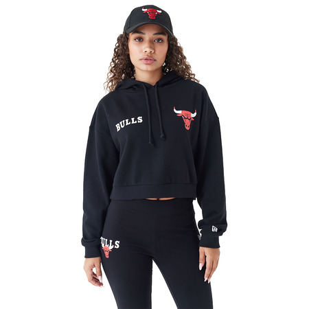 New Era NBA Womens Chicago Bulls Team Logo Crop Pullover Hoodie